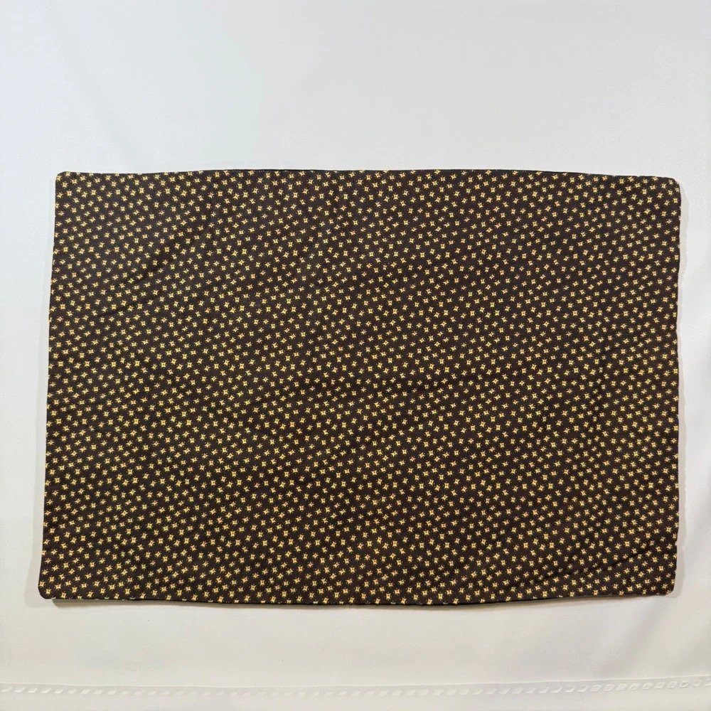 VTG Quilted Place Mat Standard 18x12 Brown Orange Diamond Patchwork Handmade